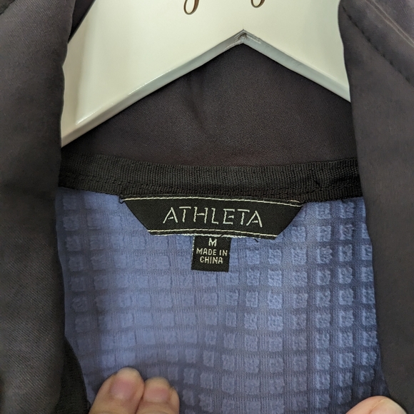 Athleta Black Soft Shell Midi Full Zip Rain Jacket Lined Medium - Picture 3 of 7